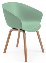 Basket Timber Leg Visitor Chair. Black, White, Matcha Green Poly Prop Shell.